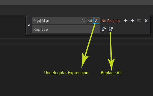 How to remove empty lines in Visual Studio Code